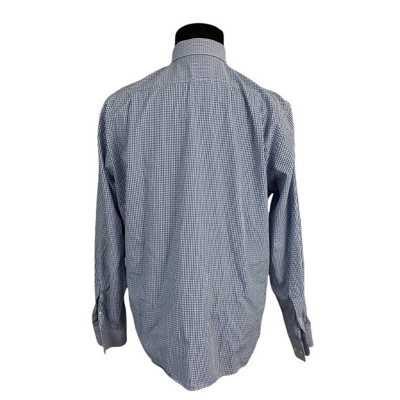 Tommy Hilfiger Men's Slim Fit Blue White Check Long Sleeve Button Front Shirt 17 - Picture 7 of 9